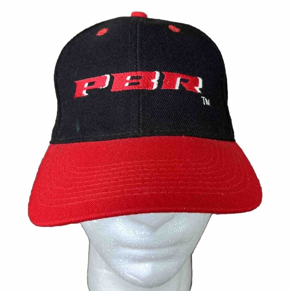 PBR Black/Red Baseball Hat Cap Pro Bull Riding Hook/Loop Adjustable - Picture 1 of 13